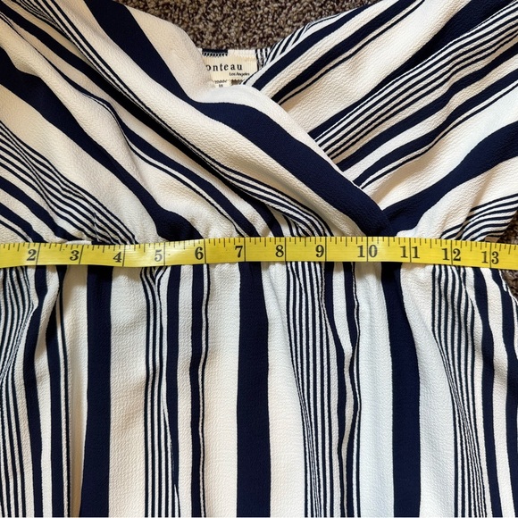 Monteu Striped Navy White Sleeveless Dress Size  juniors large adjustable strap - Picture 10 of 12